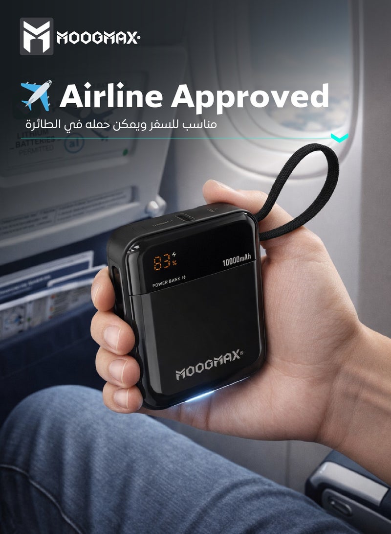 MOOGMAX power bank 10000 mAh in a very compact size. Portable charger with two Type C ports. 22.5W power bank fast charging. powerbank with a digital display. Overvoltage and overcurrent protection mini power bank. Portable slim power bank suitable for travel and on airplanes. - Image 4